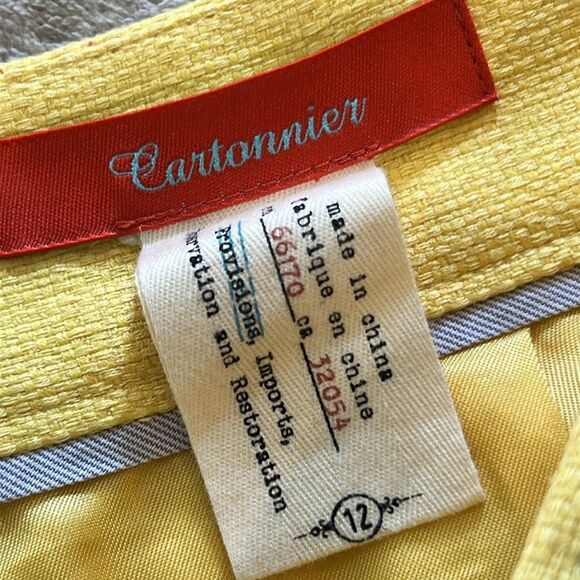 Anthropologie Cartonnier Yellow with large hip pockets skirt size 12 - Picture 5 of 11